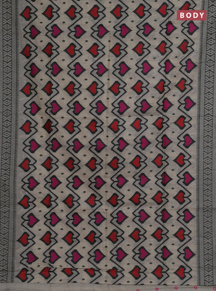 Jamdhani cotton saree beige and black with allover thread weaves and jamdhani pallu