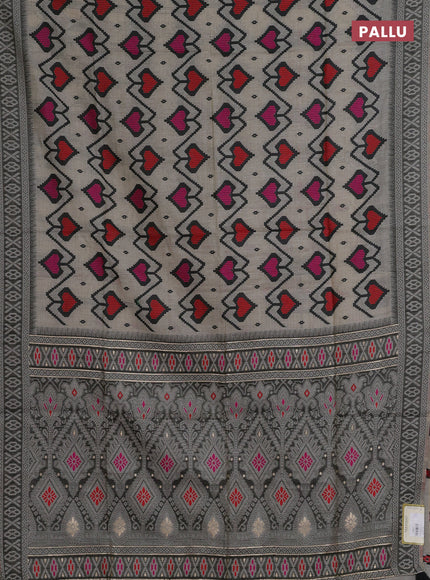 Jamdhani cotton saree beige and black with allover thread weaves and jamdhani pallu