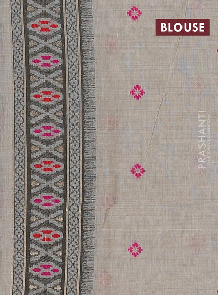 Jamdhani cotton saree beige and black with allover thread weaves and jamdhani pallu