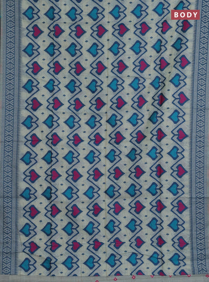 Jamdhani cotton saree pastel green and teal green with allover thread weaves and jamdhani pallu