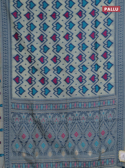 Jamdhani cotton saree pastel green and teal green with allover thread weaves and jamdhani pallu