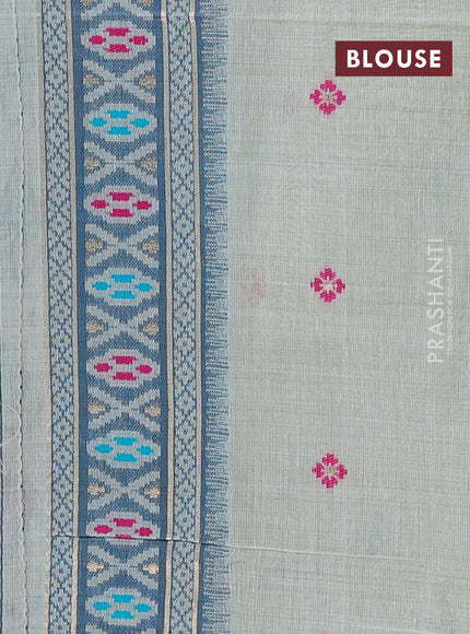 Jamdhani cotton saree pastel green and teal green with allover thread weaves and jamdhani pallu