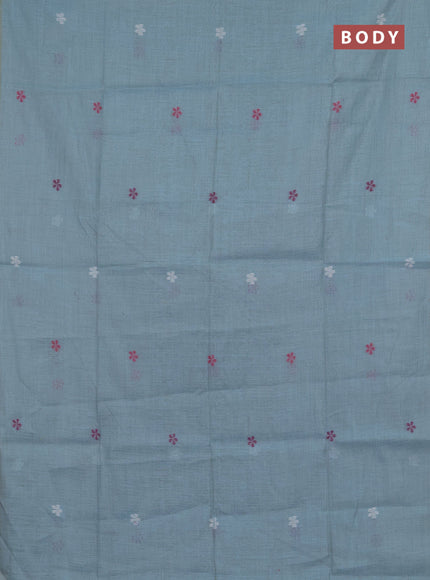 Jamdhani cotton saree pastel blue and magenta pink with thread woven buttas and pichwai pallu