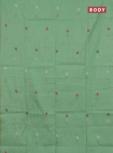 Jamdhani cotton saree teal green and magenta pink with thread woven buttas and pichwai pallu