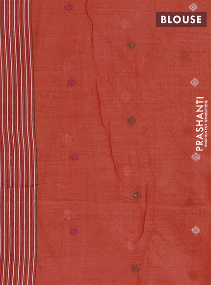 Jamdhani cotton saree beige and red with thread woven buttas and pichwai pallu