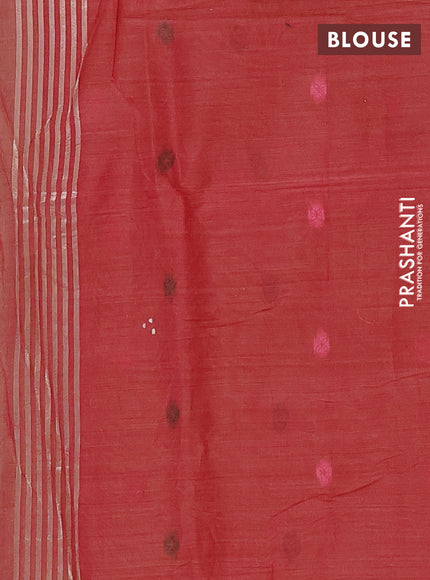 Jamdhani cotton saree pista green and pink with allover thread woven buttas and jamdhani pallu