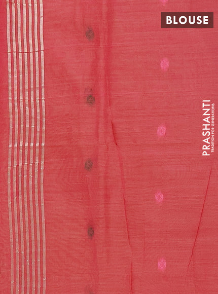 Jamdhani cotton saree beige and pink with allover thread woven buttas and jamdhani pallu