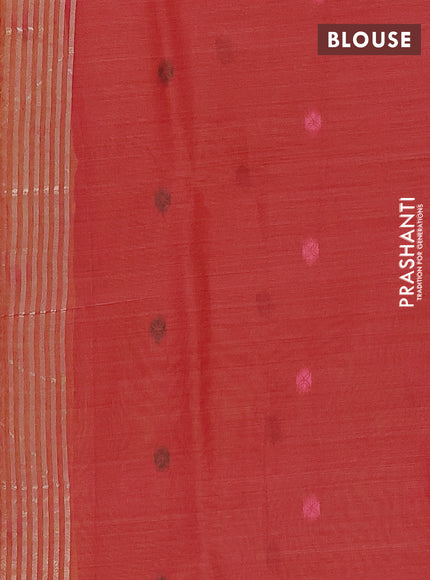 Jamdhani cotton saree pale yellow and pink with allover thread woven buttas and jamdhani pallu