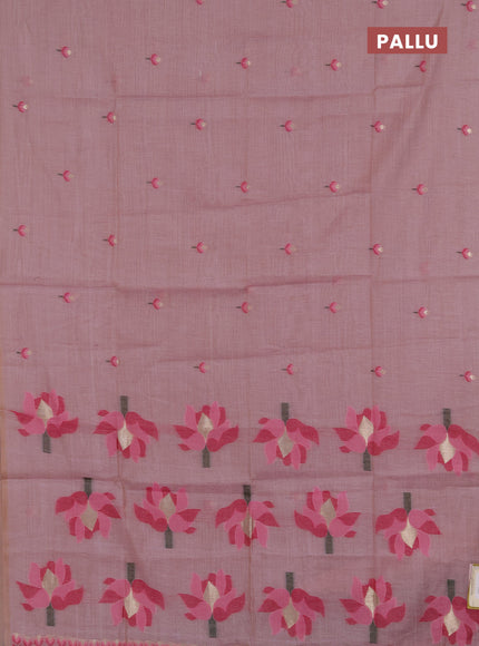 Jamdhani cotton saree lavender and pink with allover thread woven buttas and jamdhani pallu