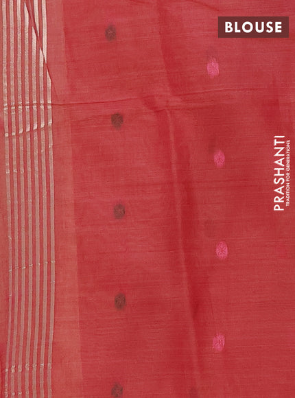 Jamdhani cotton saree peach shade and pink with allover thread woven buttas and jamdhani pallu
