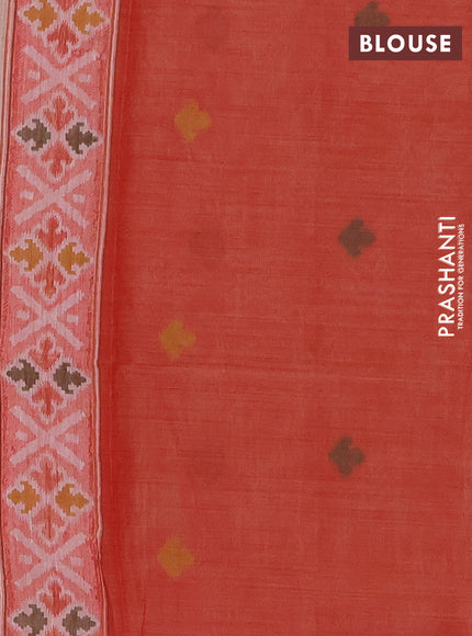Jamdhani cotton saree beige and red with allover thread woven buttas and jamdhani pallu