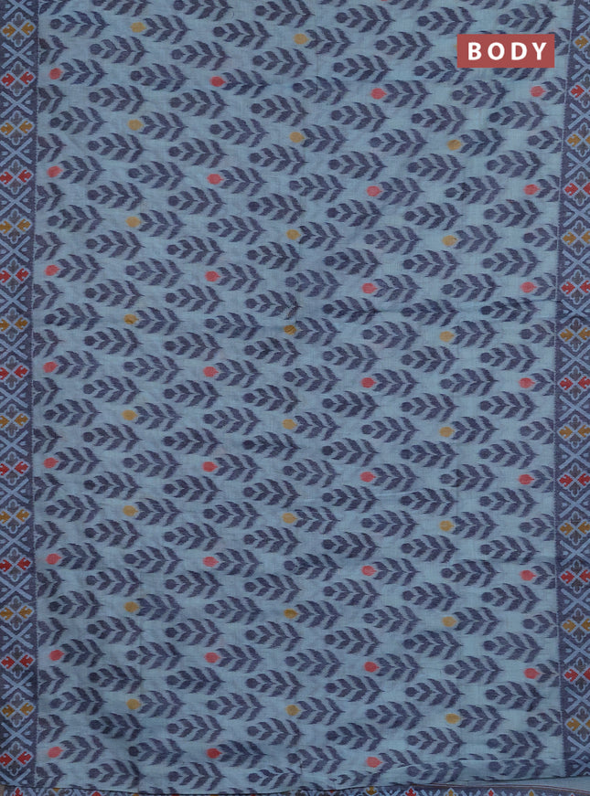 Jamdhani cotton saree teal blue and navy blue with allover thread woven buttas and jamdhani pallu