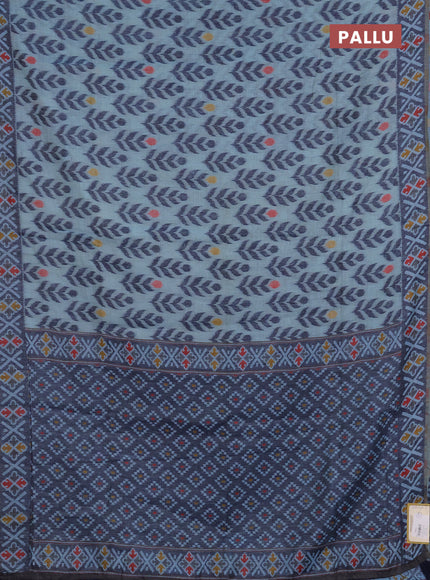 Jamdhani cotton saree teal blue and navy blue with allover thread woven buttas and jamdhani pallu