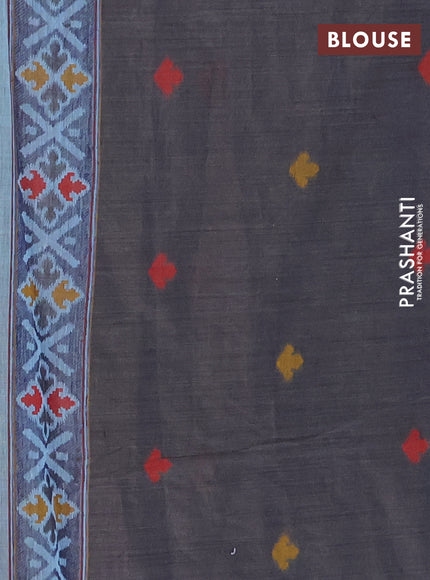 Jamdhani cotton saree teal blue and navy blue with allover thread woven buttas and jamdhani pallu