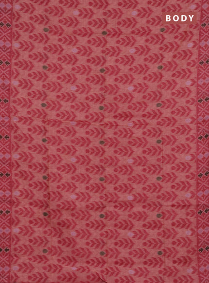 Jamdhani cotton saree peach shade and pink with allover thread woven buttas and jamdhani pallu