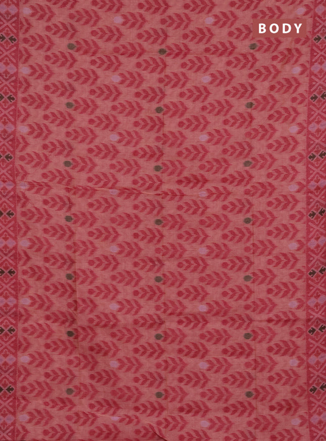 Jamdhani cotton saree peach shade and pink with allover thread woven buttas and jamdhani pallu