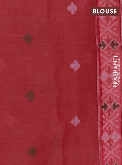 Jamdhani cotton saree peach shade and pink with allover thread woven buttas and jamdhani pallu