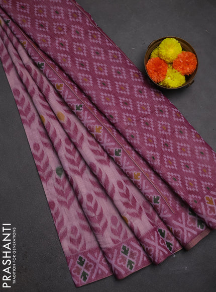 Jamdhani cotton saree lavender and purple with allover thread woven buttas and jamdhani pallu