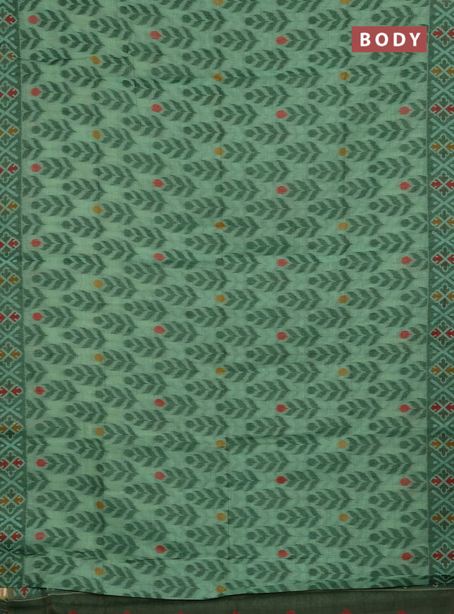 Jamdhani cotton saree teal green and green with allover thread woven buttas and jamdhani pallu