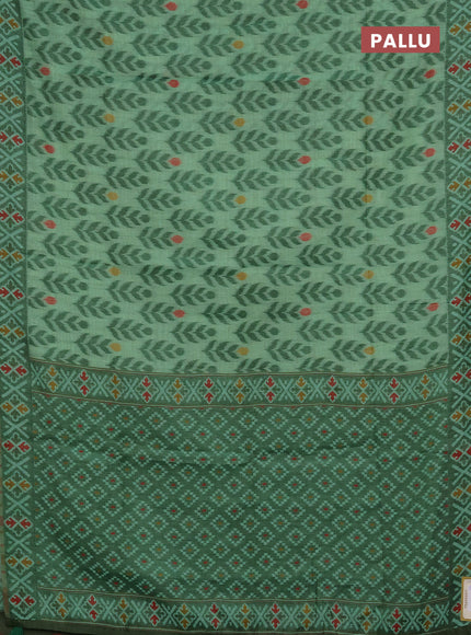 Jamdhani cotton saree teal green and green with allover thread woven buttas and jamdhani pallu