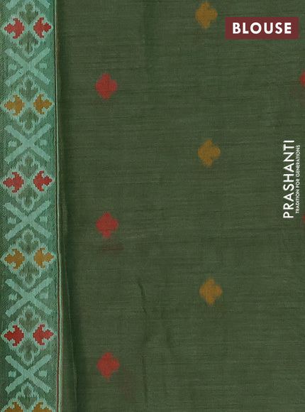 Jamdhani cotton saree teal green and green with allover thread woven buttas and jamdhani pallu