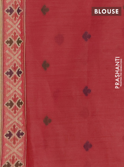 Jamdhani cotton saree pale yellow and pink with allover thread woven buttas and jamdhani pallu