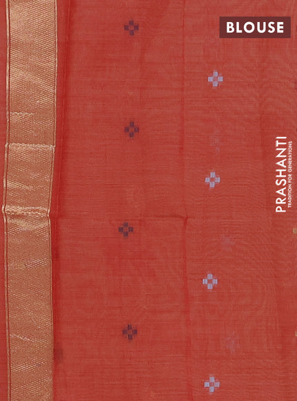 Jamdhani cotton saree beige and red with thread woven buttas and jamdhani pallu