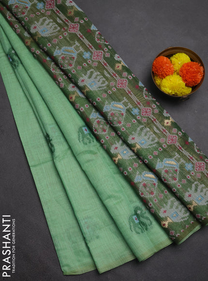 Jamdhani cotton saree pista green and green with thread woven buttas and jamdhani pallu