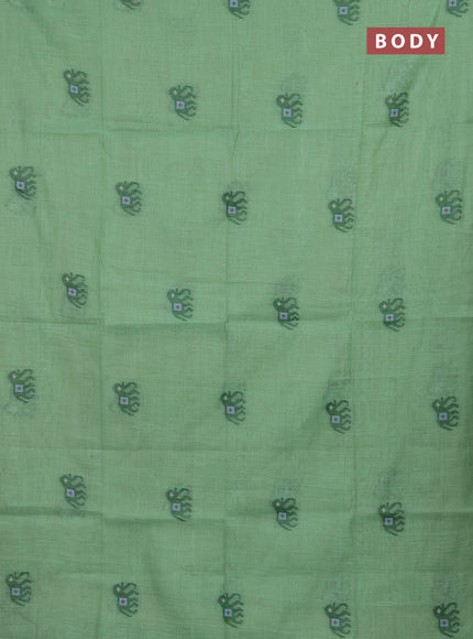 Jamdhani cotton saree pista green and green with thread woven buttas and jamdhani pallu