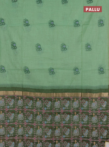 Jamdhani cotton saree pista green and green with thread woven buttas and jamdhani pallu