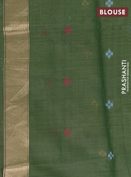 Jamdhani cotton saree pista green and green with thread woven buttas and jamdhani pallu
