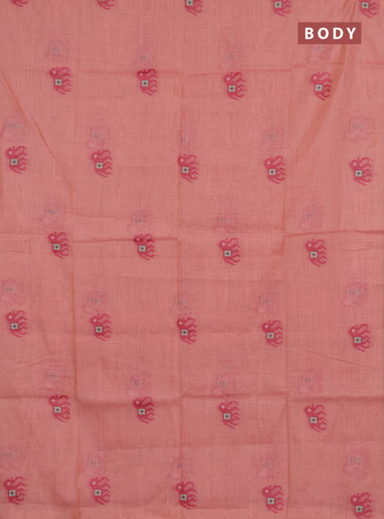 Jamdhani cotton saree peach orange and pink with thread woven buttas and jamdhani pallu
