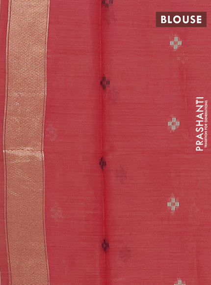 Jamdhani cotton saree peach orange and pink with thread woven buttas and jamdhani pallu