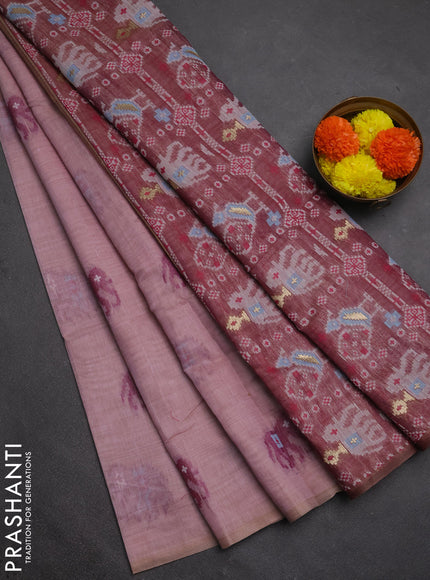 Jamdhani cotton saree pastel pink and wine shade with thread woven buttas and jamdhani pallu