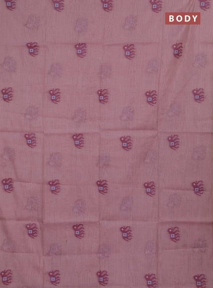 Jamdhani cotton saree pastel pink and wine shade with thread woven buttas and jamdhani pallu