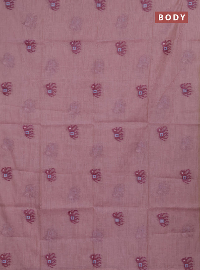 Jamdhani cotton saree pastel pink and wine shade with thread woven buttas and jamdhani pallu