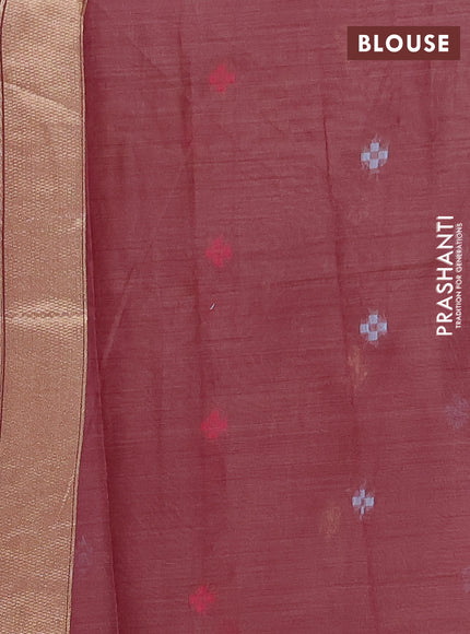 Jamdhani cotton saree pastel pink and wine shade with thread woven buttas and jamdhani pallu