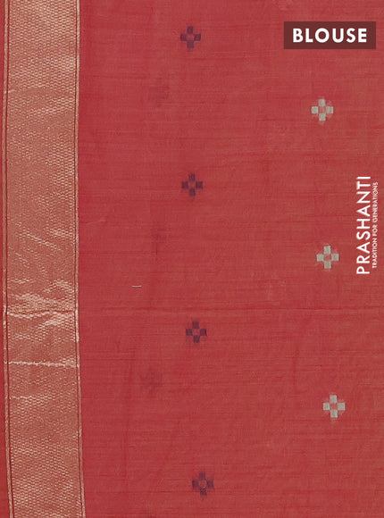 Jamdhani cotton saree pale yellow and maroon with thread woven buttas and jamdhani pallu