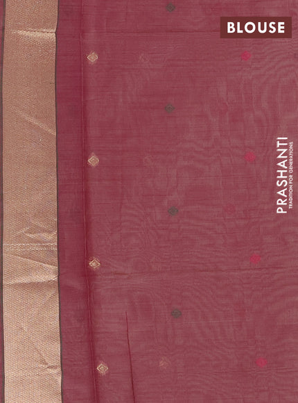 Jamdhani cotton saree beige and magenta pink with thread woven buttas and jamdhani pallu