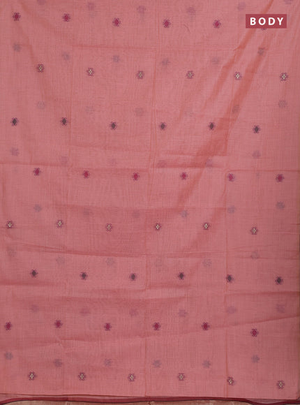 Jamdhani cotton saree peach orange and pink with thread woven buttas and jamdhani pallu