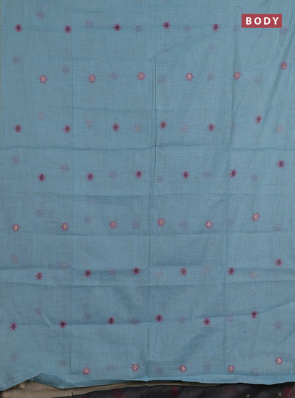 Jamdhani cotton saree teal blue and navy blue with thread woven buttas and jamdhani pallu