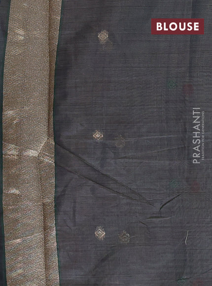 Jamdhani cotton saree teal blue and navy blue with thread woven buttas and jamdhani pallu