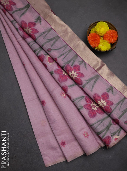 Jamdhani cotton saree lavender and purple with thread woven buttas and jamdhani pallu