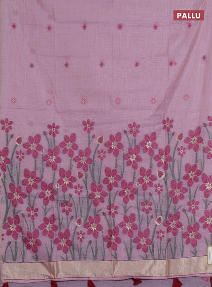 Jamdhani cotton saree lavender and purple with thread woven buttas and jamdhani pallu