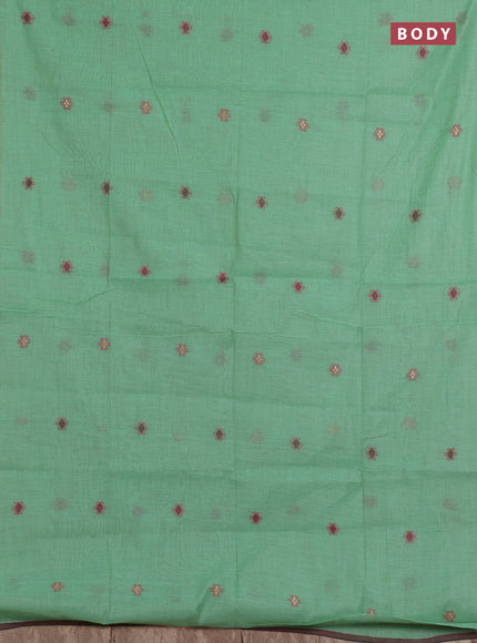 Jamdhani cotton saree teal green and maroon with thread woven buttas and jamdhani pallu