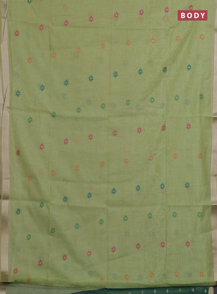 Jamdhani cotton saree pista green and green with thread woven buttas and jamdhani pallu