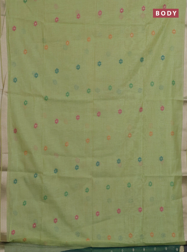 Jamdhani cotton saree pista green and green with thread woven buttas and jamdhani pallu