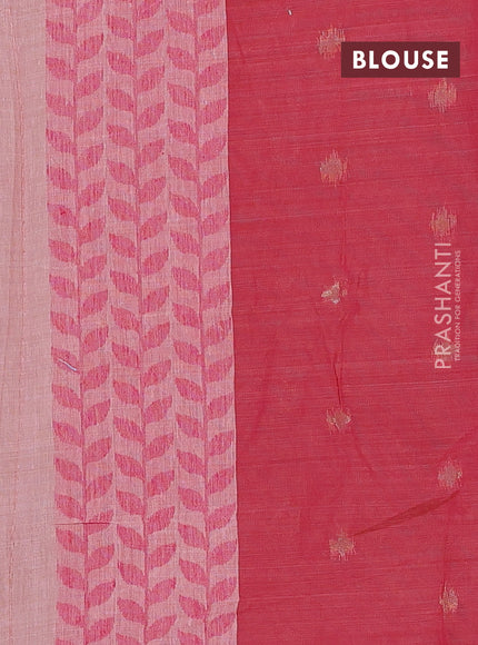 Jamdhani cotton saree peach shade and pink with thread woven buttas and jamdhani pallu