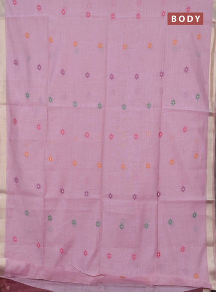Jamdhani cotton saree lavender and purple with thread woven buttas and jamdhani pallu