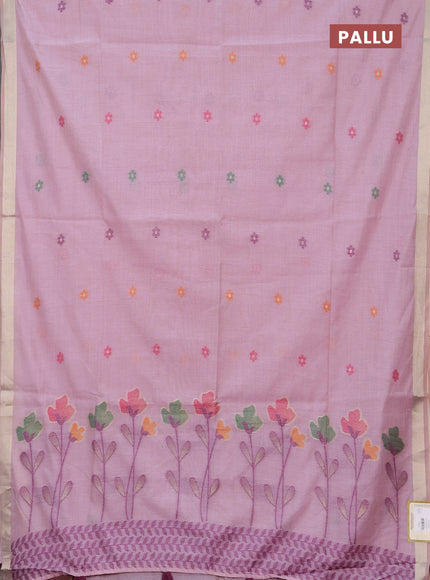 Jamdhani cotton saree lavender and purple with thread woven buttas and jamdhani pallu